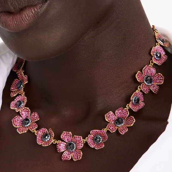 Kate Spade Poppy Power Goldtone, Cubic Zirconia & Glass statement Necklace. - Picture 2 of 5